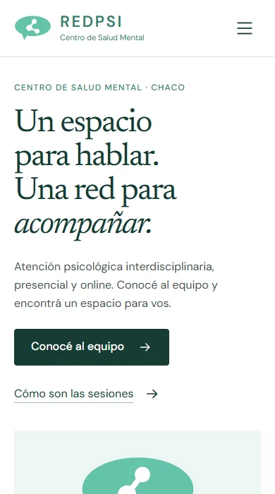 Pantalla de inicio del sitio de RedPsi Chaco